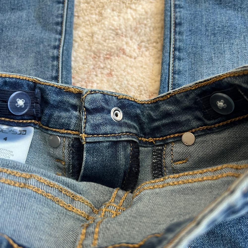 Joes Jeans Girls Size‎ 4 Medium Wash Flare Leg Side Slit Denim Pants Adjustable - Picture 4 of 7